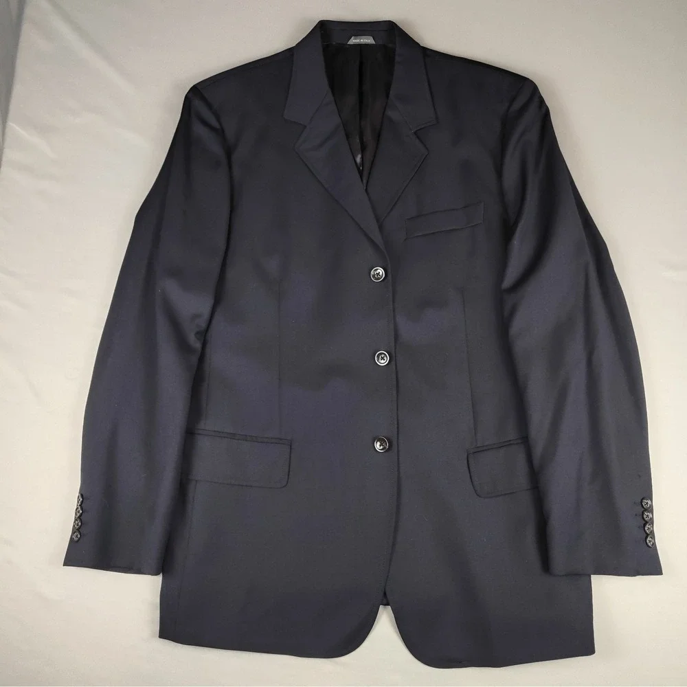 Banana Republic Navy Blazer Men 44R Wool Made In Italy Y2K Sport Coat Blazer